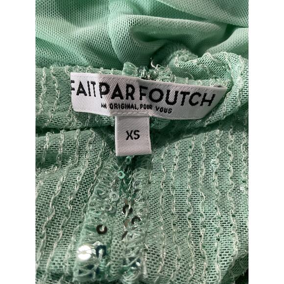 Fait Par Foutch 'Elizabeth' Green Polyester�Mesh Sequin Dress Size XS - Picture 4 of 9
